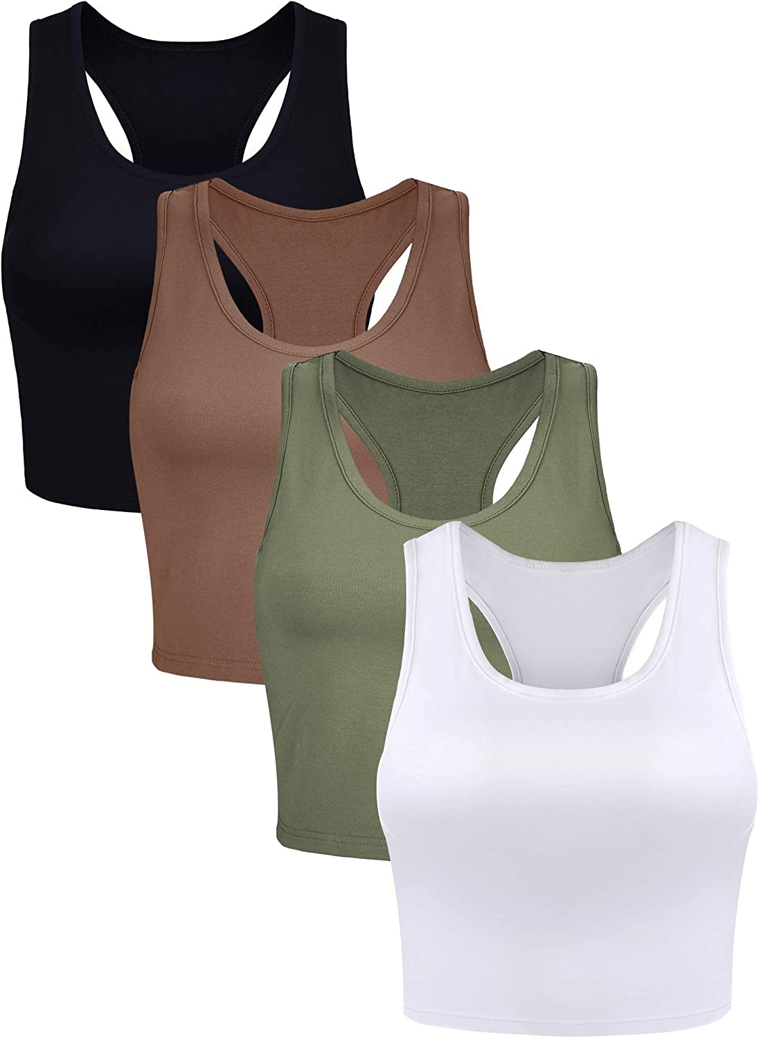 4 Pieces Workout Crop Tank Tops Sleeveless Racerback Sport Tank Top for Women Yoga Running