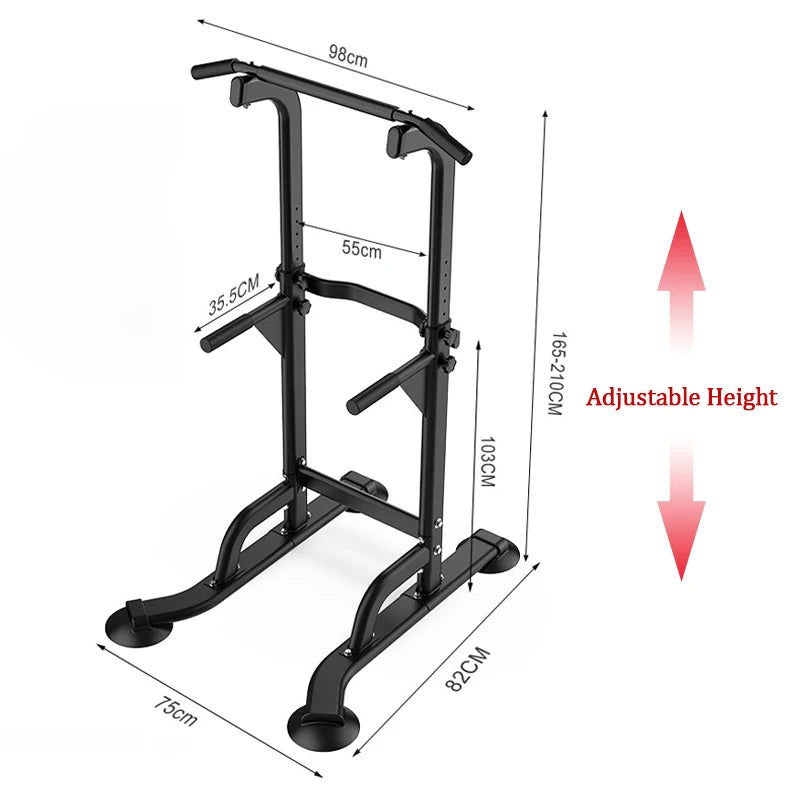 Versatile Adjustable Height Power Tower - Ultimate Pull-Up & Dip Station for Home Gym Strength Training